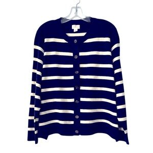 Caslon Navy and Cream Striped Cardigan